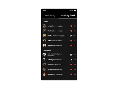 Activity Feed UI #DailyUI047 activity feed adobe adobexd app designer behance branding dailyui047 designer dribbble figma instagram mobile app mobile ui product design uibucket uidesign uiuxdesign uiuxdesigner uxresearch visual design