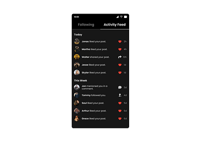 Activity Feed UI #DailyUI047 activity feed adobe adobexd app designer behance branding dailyui047 designer dribbble figma instagram mobile app mobile ui product design uibucket uidesign uiuxdesign uiuxdesigner uxresearch visual design