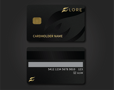 Credit Card Mock - Lore bird brand challenge credit card dark design graphic design illustrator inspiration logo lore luxury minimal money phoenix sleek