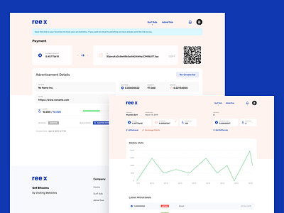 Reex — Get Bitcoins [Concept] branding clean concept dashboard design landing page logo ui ui design user experience ux web whitespaces