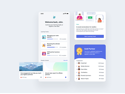 Mobile Learning Tracks badge cards course courses leaderboard learning app mobile mobile app mobile design prm progress responsive responsive design sales