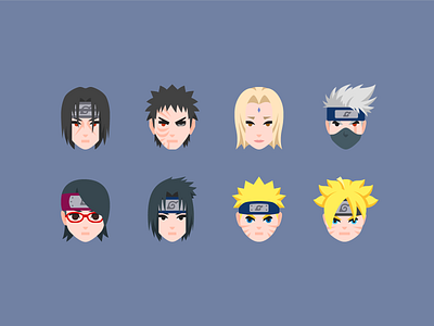 Color icons: Naruto Characters color design digital art flat free icons graphic design icon icon set icons icons8 illustraion naruto vector