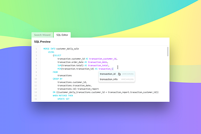 SQL Code Editor autocomplete builder code database design editor indiana indianapolis innovatemap pre preformatted sql sql statement typeahead ui