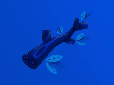 Wooden Stick 2d adobe adobe illustrator blue illustration leaf line linework monochrome neon colors sketch stick vector vector illustration wood wooden