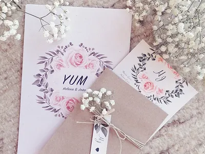 Weedding invitation & menu design illustration typography vector