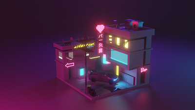 Сyber punk 3d 3d art art blender cyberpunk illustraion isometric low poly lowpoly render