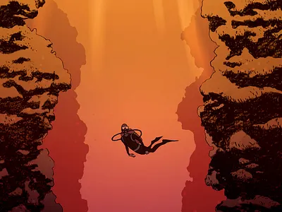 Aquatic Life Poster and Book Cover animals creatures diver diving fish marine ocean saltwater scuba sea