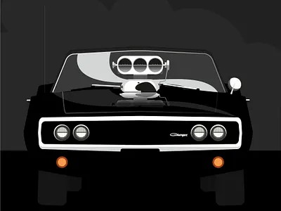 The Fast and the Furious Dom's Charger american cars design digital dodge film flat illustration movie muscle car pop art poster vector