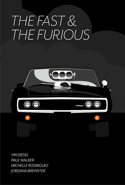 The Fast and the Furious Dom's Charger american cars design digital dodge film flat illustration movie muscle car pop art poster vector