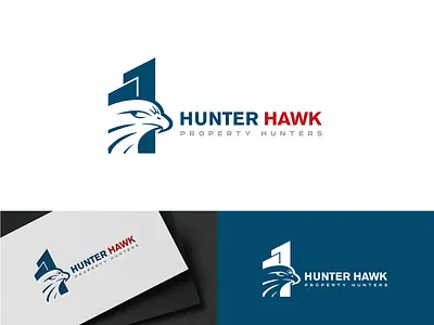 "HUNTER HAWK" logo project. branding creative flat hawk logo icon lettering logo minimal new logo property logo