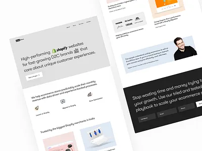 Shopify Agency Homepage Design agency landing page agency website conversion rate optimisation growth home page design homepage india marketing site marketing website portfolio design portfolio site saas saas design saas landing page saas website shopify visual design visual designs web design website