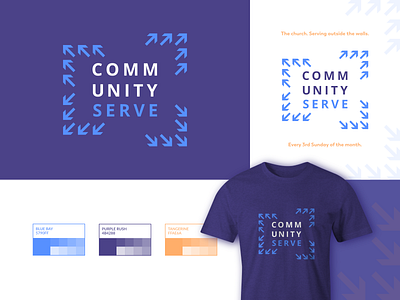 Community Serve arrows christian christian logo christianity church church branding church design church logo color palette community community logo direction logo design minimalist logo ministry serve t shirt t shirt design unity zeropoint7