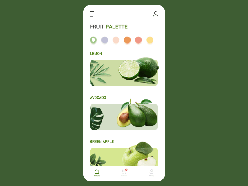 Fruit palette app Dynamic effect ae animation app app design effect ui 设计