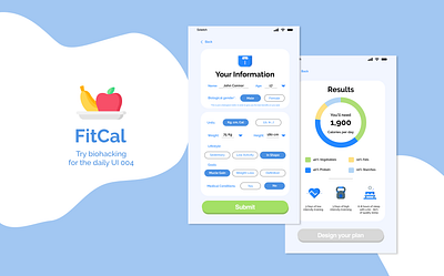 Fitness calculator biohacking dailyui design fitness fitness app flat ui ux vector web