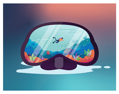 Diver Illustration adobe illustrator cc digitalart illustration illustrations illustrator vectorart