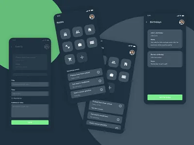 Notes - Dark app dark design flat minimal mobile theme ui ux