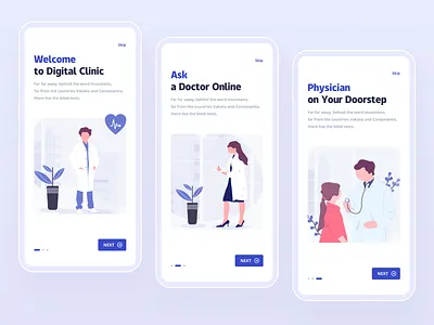 Medical applications 产品设计 健康 医疗 医疗保健 应用程序 引导页 用户体验 用户界面 移动端 设计