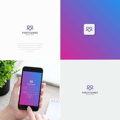 FIRST COMES DATING app app design branding dating dating app icon idea illustration logo logodesign ui vector