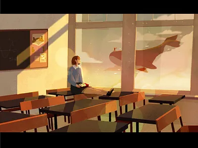 forever dreaming afternoon animal desk dreaming flying food frog glow home illusion illustration imagination inspiration lunch moment procreate sandwich school sketch whale