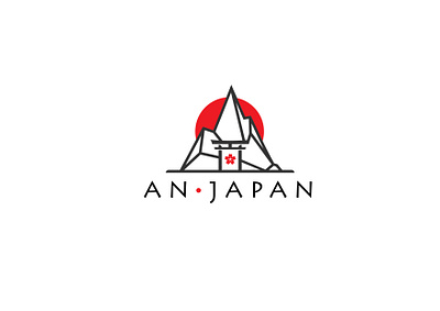 An Japan logo by Brandall Agency branding gate illustration japan japan gate landing landscape line logo logo design minimalism mountain outline red red sun sakura sun torii vietnam