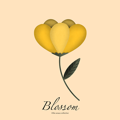 Blossom: The Arauz Collective design digital art flower flower illustration graphic illustration peony yellow