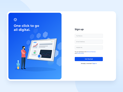 Signup - Onboarding accounts app brand business dashboard design getstarted graph illustraion mockup onboarding plant profile shadows signin signup uiux