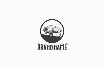 Vintage Bison Logo (for sale) animal bison bison logo bison logo for sale brand branding bull hand drawn bison illustration logo logo design retro design vector bison vintage bison vintage logo wildness