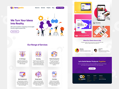 Landing Page Design for Dev/Design Company branding design landing page tenxgeeks ui design uiux web design website design website design and development website designing