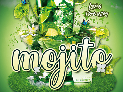 Mojito Party artwork flyer psd template unique