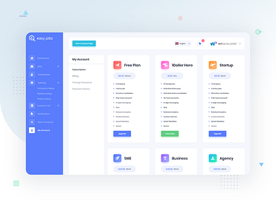 Easy.Jobs | Easiest Talent Recruitment Suite - Subscription app application candidate hiring job job application job platfrom plan pricing pricing table requirement saas software subscription web app