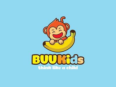 Buu Kids logo by Brandall Agency banana branding education education logo fruit fruits funny illustration kid kid learning kids kids illustration learning logo logo design monkey monkeys preschool smile yellow