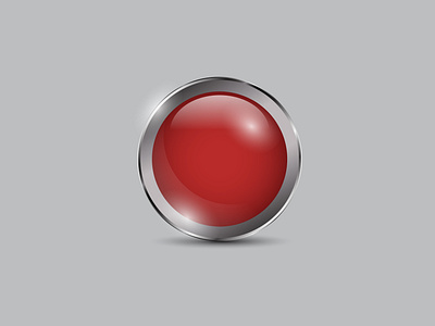 Red Button Realistic 3d button circle glossy icon metal realistic red shiny vector