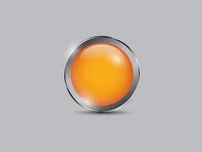 Orange Button Realistic 3d button circle glossy icon metal orange realistic shiny vector