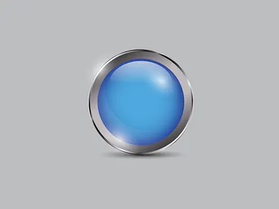 Blue Button Realistic 3d blue button circle glossy icon metal realistic shiny vector