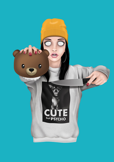 Cute but psycho character digital painting girl girl character illustration photoshop