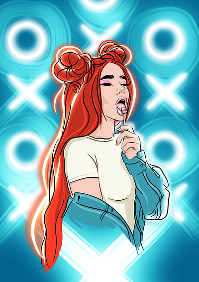 Neon girl digital illustration digital painting digitalart fashion illustration fashion illustrator fashion portrait illustration illustration art ipadpro procreate