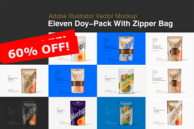 Eleven Doy Pack With Zipper Bag Mockup coffee coffee bag doypack bag food kraft kraft bag kraft pouch mock up mockup new mockup pack package packaging paper paper bag paper pouch pouch product stand up stand up pouch