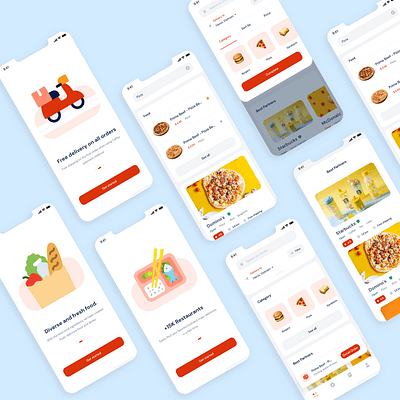 FOOD DELIVERY UI KIT android app design app design food app food delivery app food delivery application foodie freeui modern design new concept ui design ui kit uidesign uiux