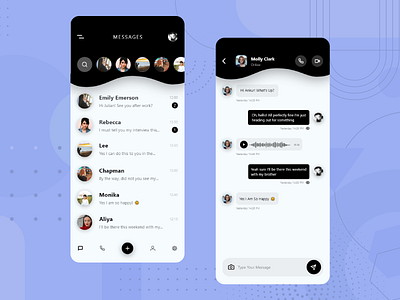 Daily UI- 013 (Direct Message) art audio black chat digital art direct messaging illustration list