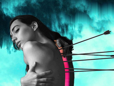 Elegy for Justice arrow art blue collage dark dream dreams girl grey hurt illustration pain photoshop pink presentation sad turquoise visual art visual style visualization