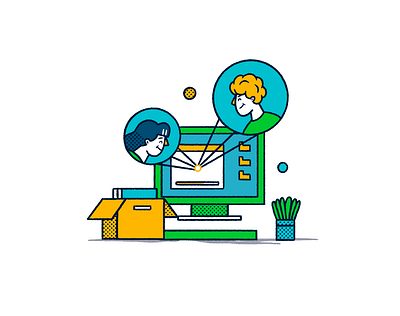 Recruits book box character character design computer contacts desk flat icon illustration outline person plant recruit tech