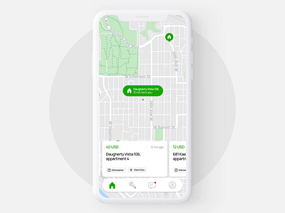 Service App – Concept animation app app design app ui application card design interaction location map sketch swipe ui