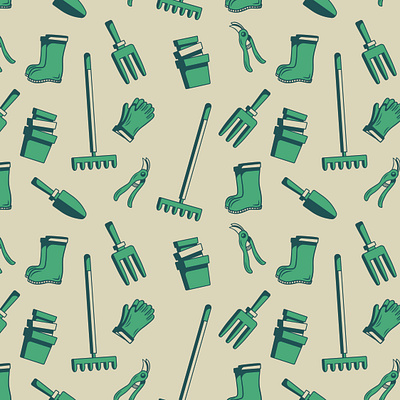Garden Tool Pattern art branding gardening graphic design illustraion tools vector