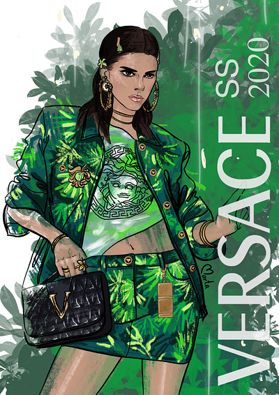 Fashion VERSACE digital illustration digital painting digitalart fashion fashion illustration fashion portrait fast illustration illustration art ipadpro procreate versace
