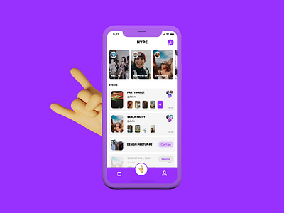 Hype Mobile App animation events events app friends invitation ios ios app mobile app qusion social network ui ux videos
