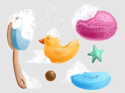 Bath bath digitalart drawing duck foam illustration procreate soap
