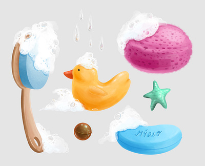 Bath bath digitalart drawing duck foam illustration procreate soap