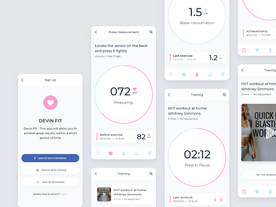 DEVIN FIT app branding design minimal ui ux vector web website