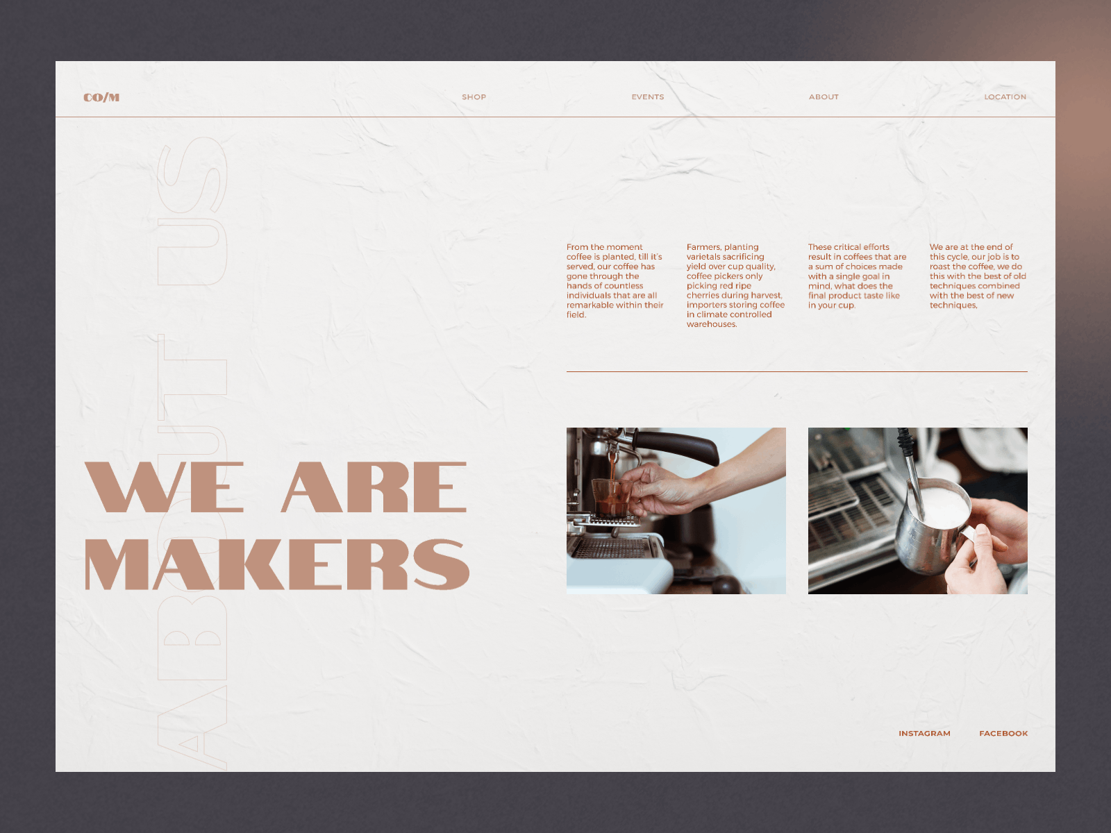 Co/M. About page about page animation coffee coffee shop minimalistic motion design online shop trend design trending trendy ui design visual design