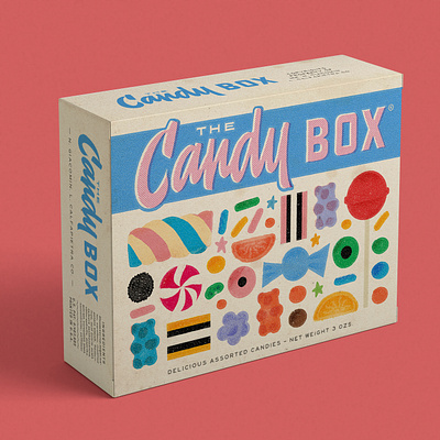 Candy Box - Packaging box mockup candy packaging design retro design script lettering typography vintage design